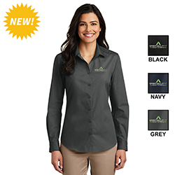 LADIES LS POPLIN SHIRT ARMY