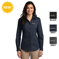 LADIES LS POPLIN SHIRT MARINES