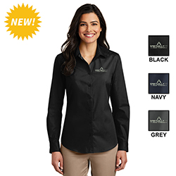 LADIES LS POPLIN SHIRT NAVY